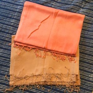 NWOT Pashminas (2) peach and khaki